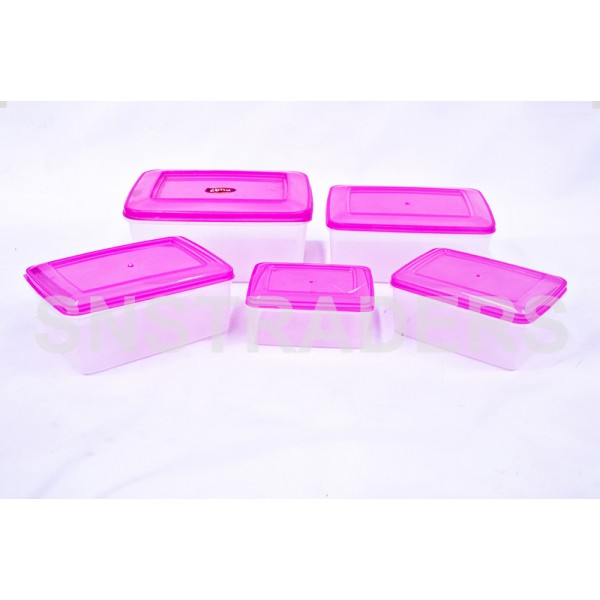 Container 05 Pcs Rectangle Food Fresh